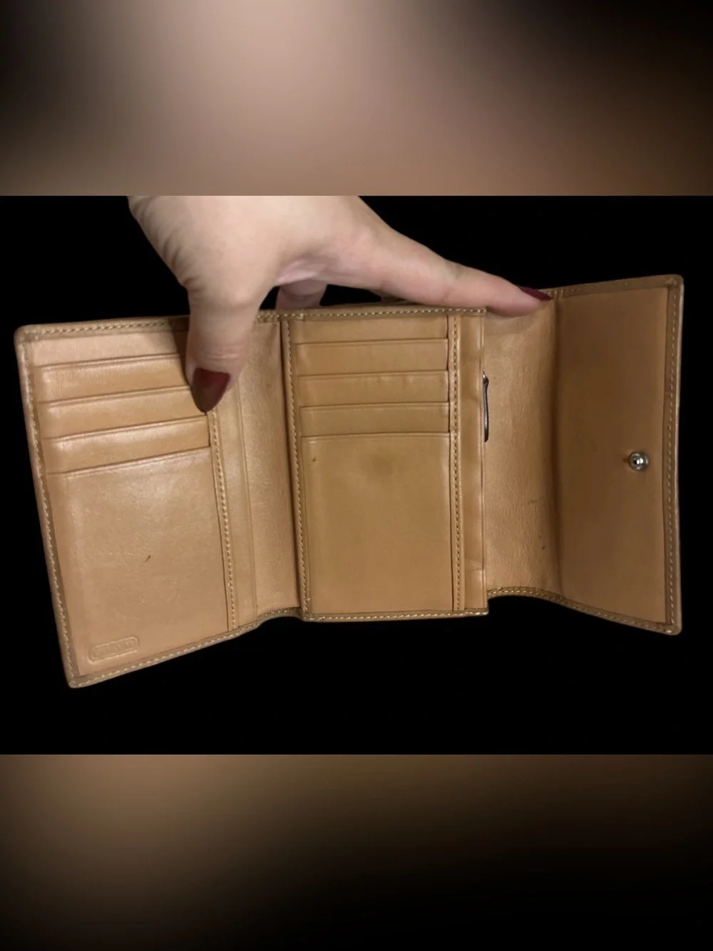 Coach Tan and Khaki Signature Canvas Continental Wallet